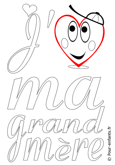 Coloriage amour grand mère fête des grands mères