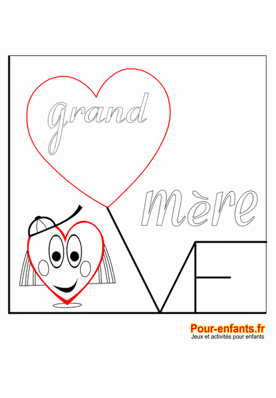 Coloriage amour grand mère fête des grands mères