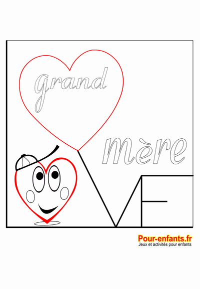 Coloriage amour grand mère fête des grands mères